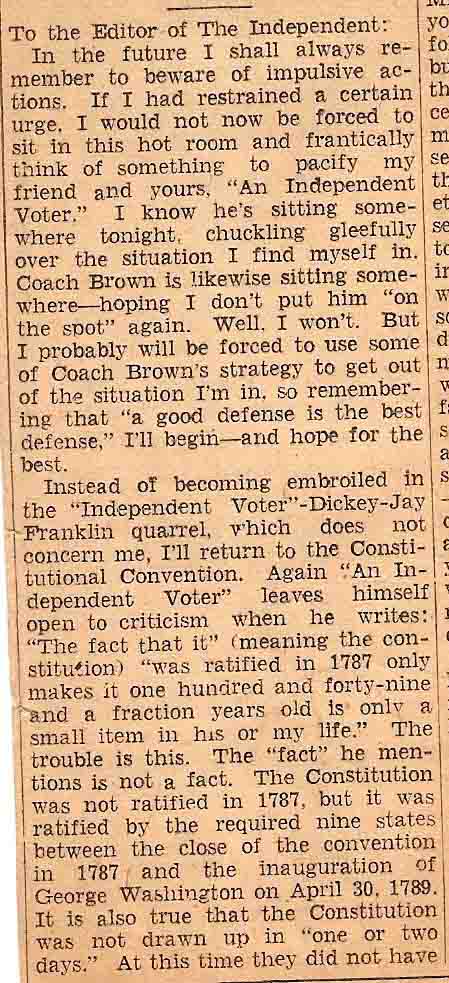 Letter to the Editor - June 9, 1936