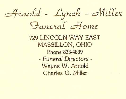 Pauline Kinsey Brown Funeral Card