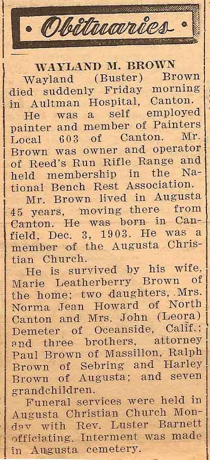 Wayland "Buster" Brown Obituary