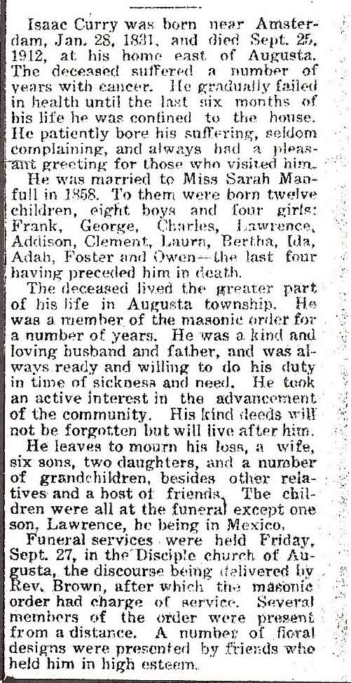 Isaac L. Curry Obituary