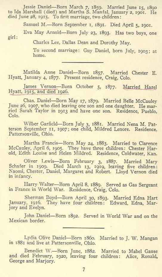 History of the Daniel-Hyatt Families