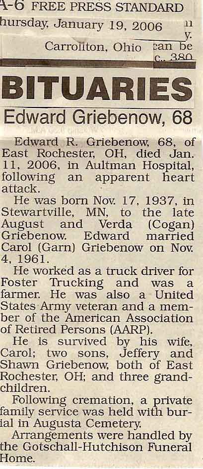 Edward R. Griebenow Obituary