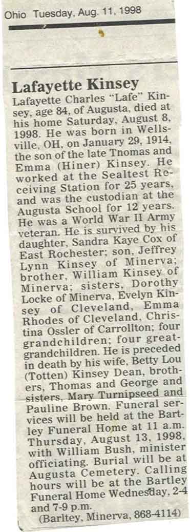 Lafayette C. Kinsey Obituary