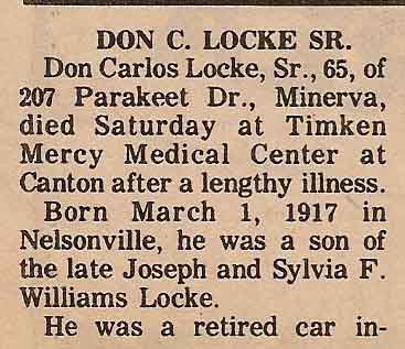 Don C. Locke, Sr. Obituary