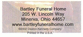 Sara Manfull Funeral Card