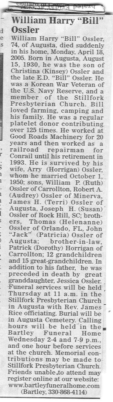 William Harry Ossler Obituary