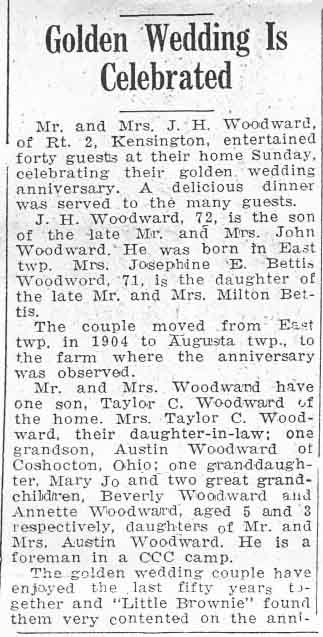 Homer and Josephine Woodward 50th Wedding Anniversary